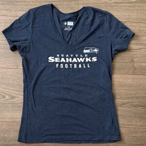 NFL Seattle Seahawks Football Women's T-shirt Blue Large V-neck Short Sleeve